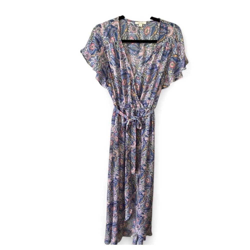 Ella Moss Floral Paisley High-Low Maxi Dress Blue Pink coquette chic boho light
